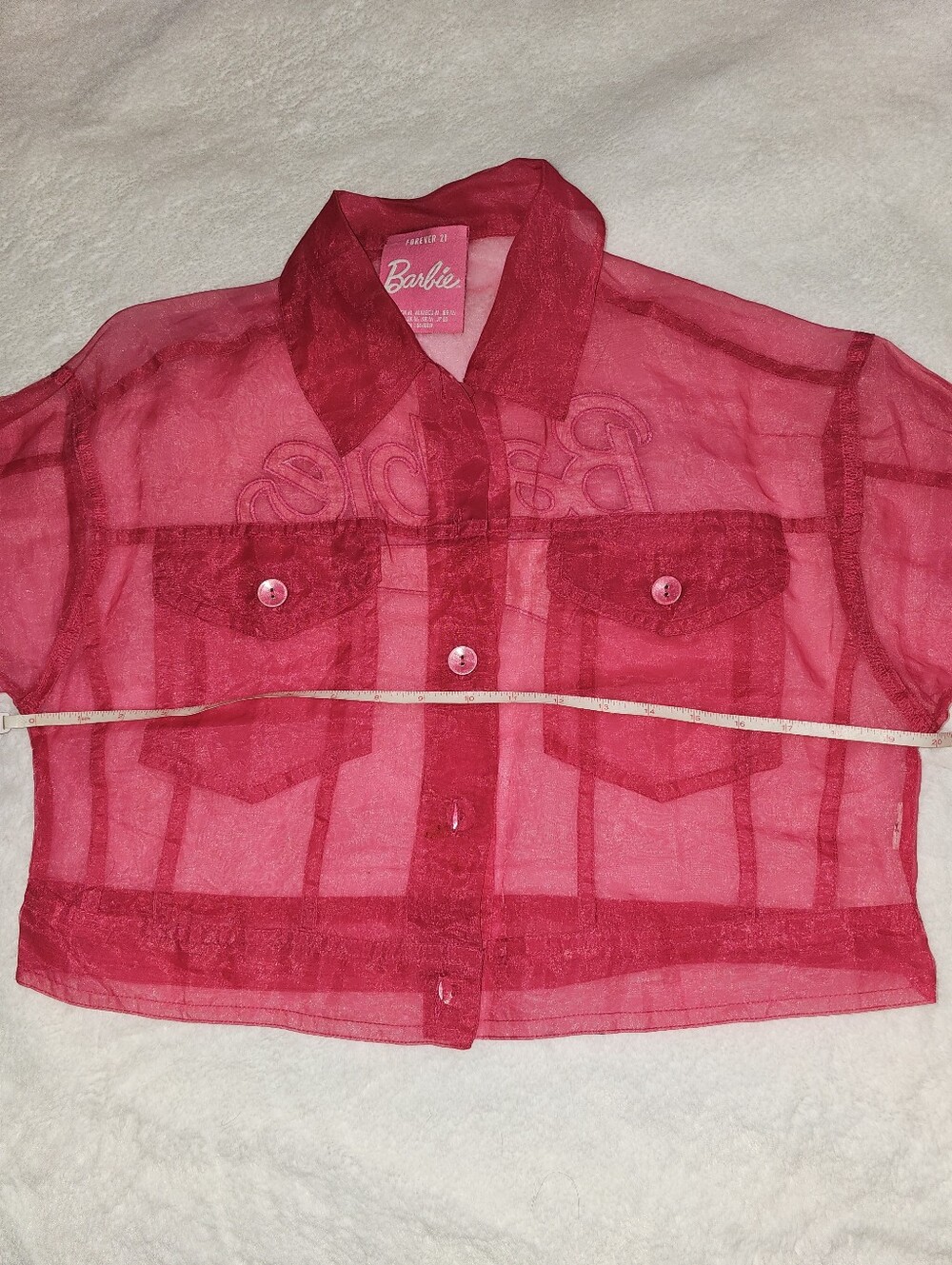 ๐โจ๏ธ Barbie ร Forever 21 Sheer Organza Bomber Jacket, Size M - Picture 7 of 11